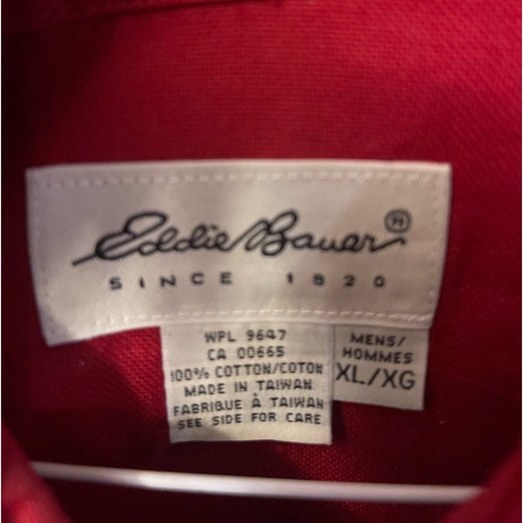 XL Eddie Bauer Men’s Button-Up Long Sleeve Red Dress Shirt - Picture 3 of 5